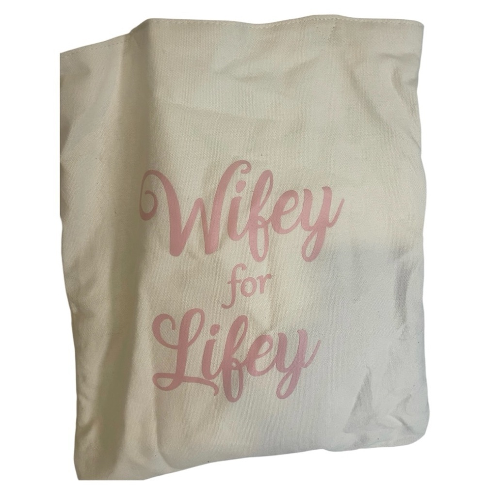 Bridal Wifey for Lifey Tote Bag Set - Cream and Pink - Picture 3 of 6
